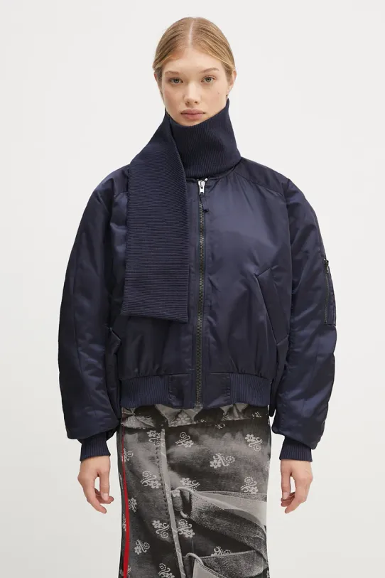 Куртка-бомбер Ottolinger Scarf Bomber Jacket без капюшона темно-синій 1090604221