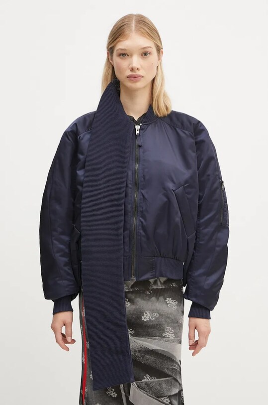 Ottolinger kurtka bomber Scarf Bomber Jacket 1090604221 granatowy