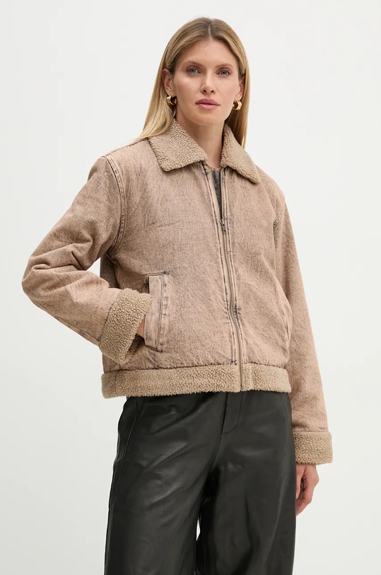 American Vintage kurtka jeansowa oversize beżowy BLIN17AE24