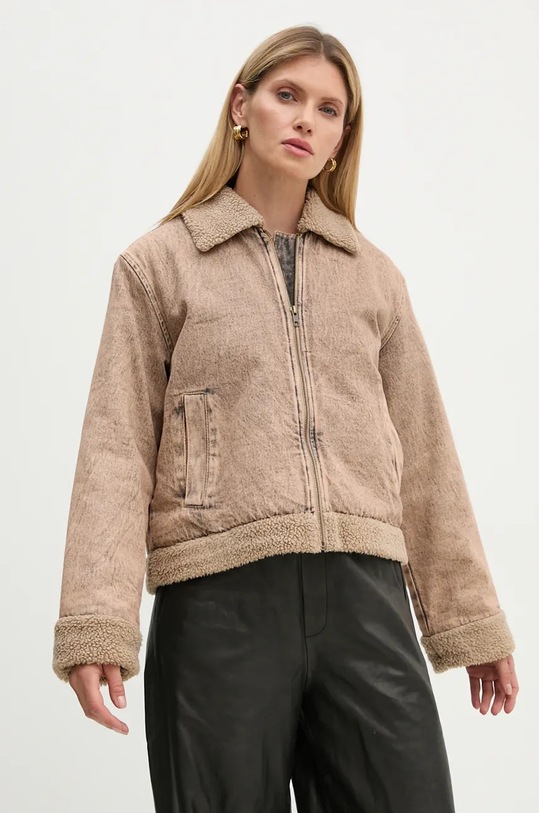 American Vintage kurtka jeansowa beżowy BLIN17AE24