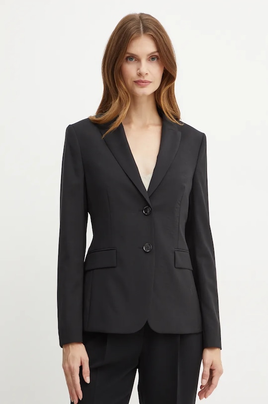 Μάλλινο σακάκι BOSS ύφασμα μαύρο 50490035