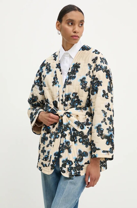 Bunda s příměsí hedvábí MUNTHE LIPA bez kapuce béžová 1505.23423