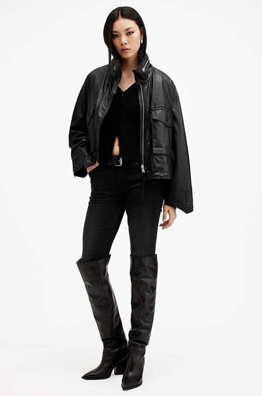 Kožená bunda AllSaints CLAY JACKET W035LB černá