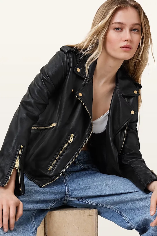AllSaints rokerica ženska kožna BALFERN BIKER crna W084LB