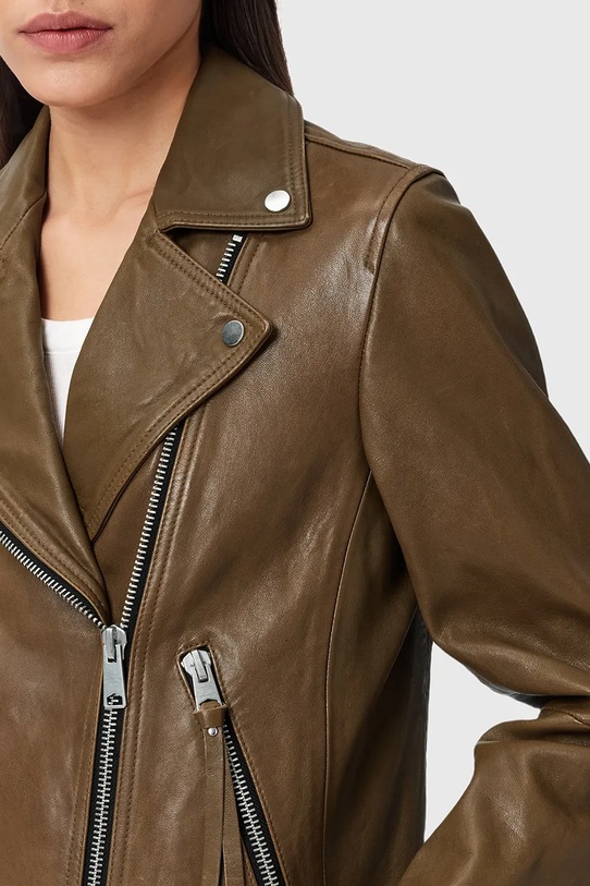 AllSaints kurtka skórzana DALBY BIKER W099LB brązowy AW25