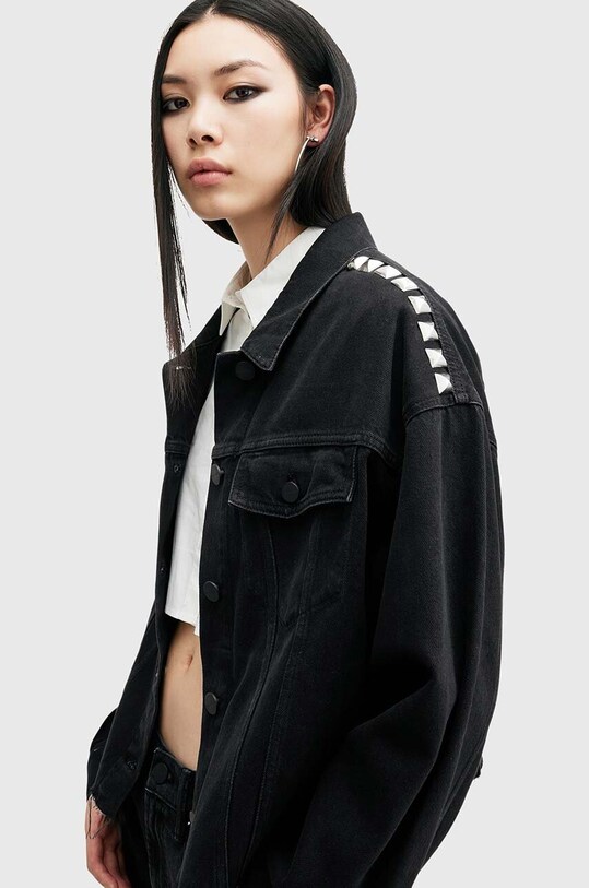 AllSaints geacă din denim PIPER STUD SHACKET W112PB negru AW24