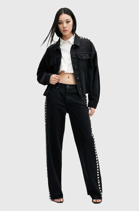 Džínová bunda AllSaints PIPER STUD SHACKET W112PB černá