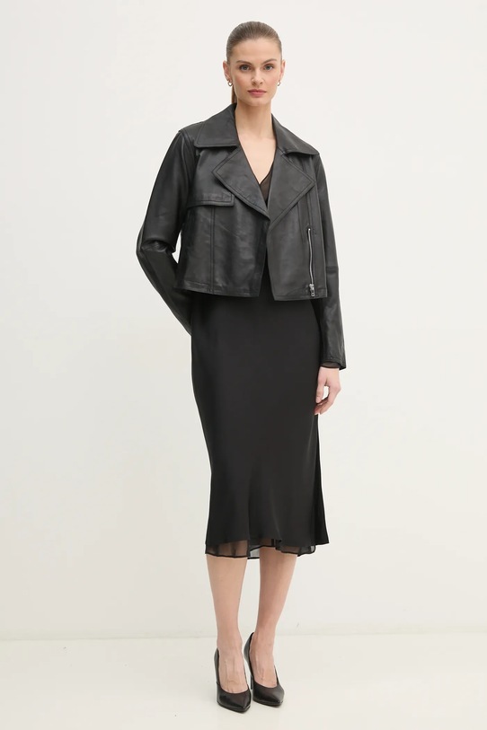 OUI geaca de piele 90008 negru AW24