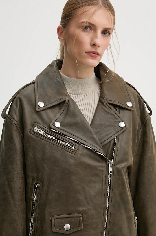 Kožený křivák Stand Studio Irene Jacket zelená 62273.7680