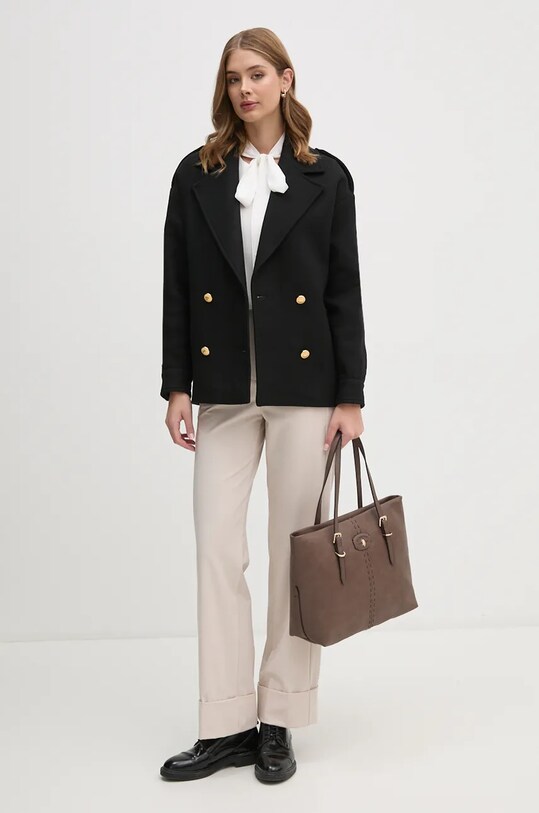 La Petite Française płaszcz wełniany PFBALNEAIRE PFBALNEAIRE czarny AW24