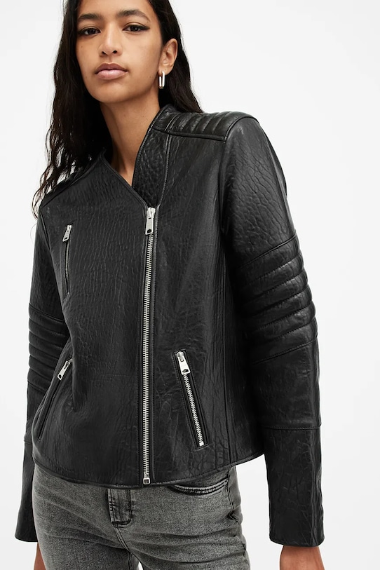 Îmbrăcăminte AllSaints geaca de piele CAWLEY W027LA negru