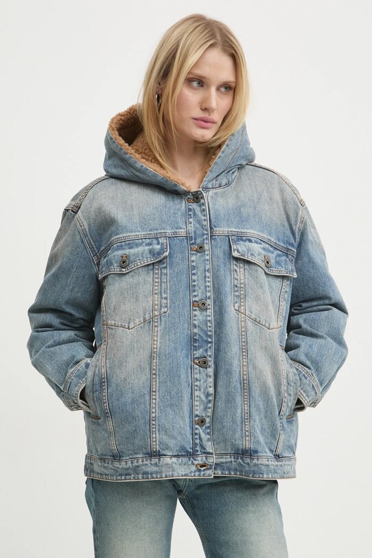 Miss Sixty jachetă cu puf din denim cu captuseala albastru 6L4YJ1290000