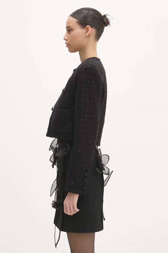Rotate wool blend jacket Boucle Crop 113086100 black AW24