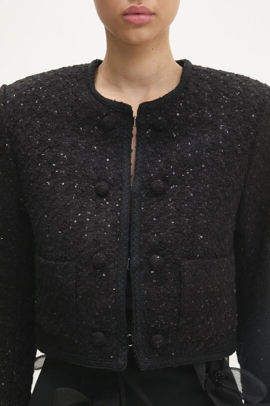 Rotate wool blend jacket Boucle Crop black 113086100