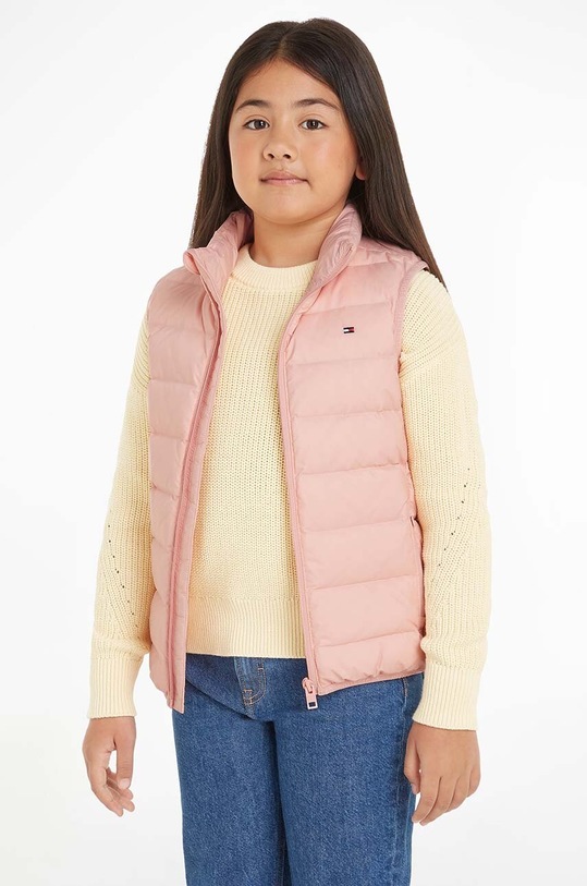 Tommy Hilfiger bezrękawnik puchowy dziecięcy bez kaptura różowy KS0KS00439.G.9BYH.128.1