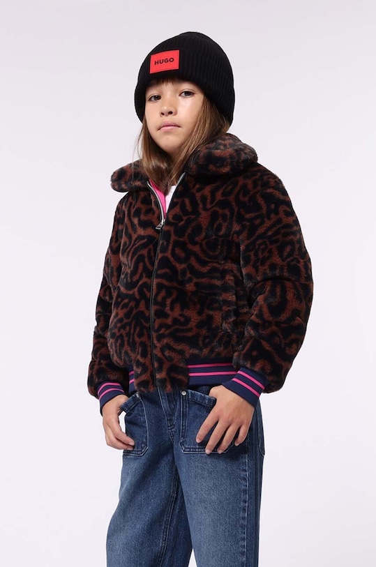 Dětská bomber bunda HUGO s podšívkou hnědá G00215.114.150
