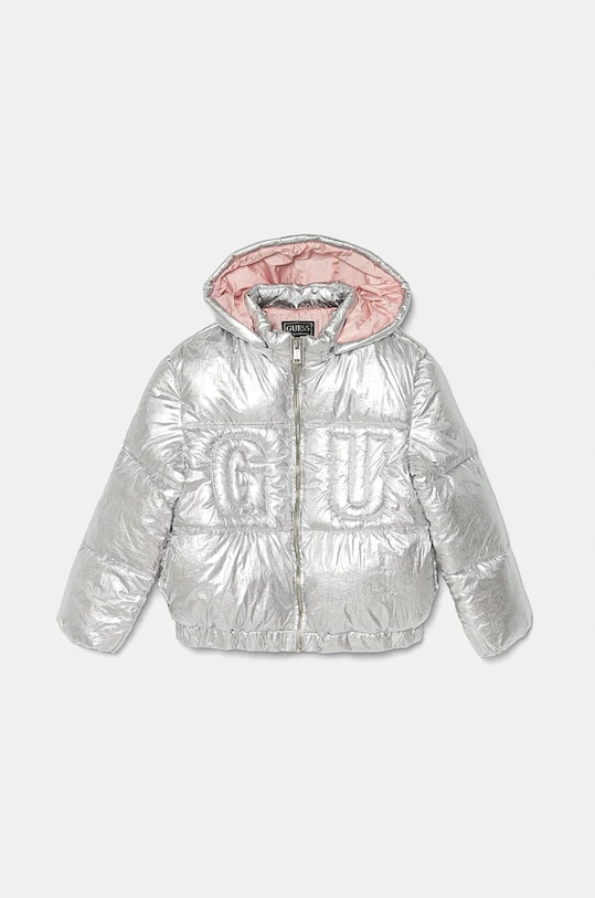 Dječja jakna Guess s kapuljačom srebrna J4BL10.WEYO0.9BYH