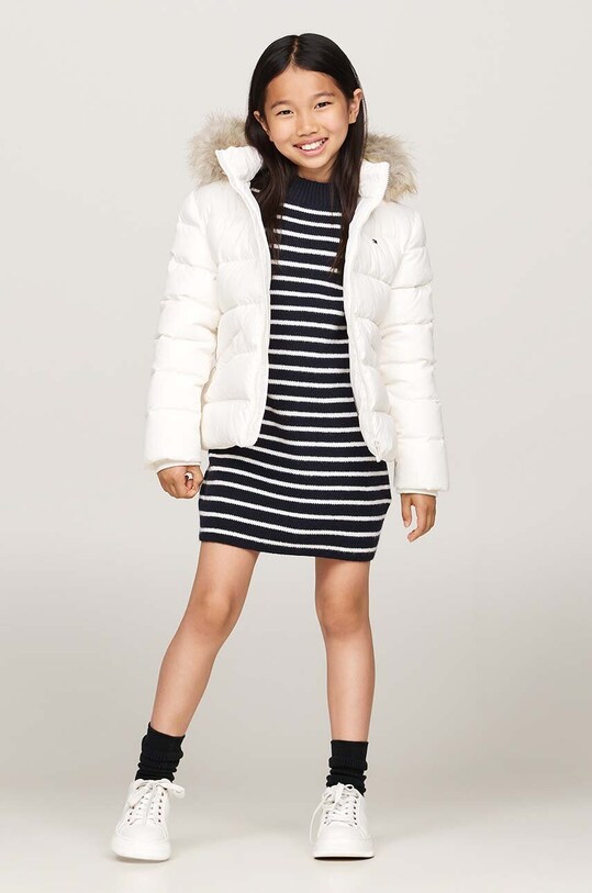 Παιδικό μπουφάν με πούπουλα Tommy Hilfiger λευκό KG0KG07399.9BYH.98.122