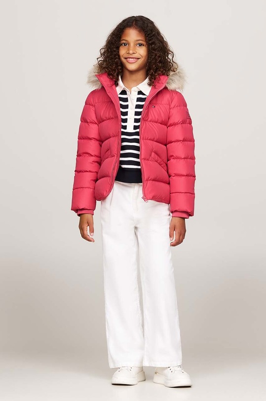 Dječja pernata jakna Tommy Hilfiger roza KG0KG07399.9BYH.128.176