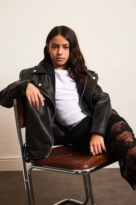 Παιδικά δερμάτινα μπουφάν Patrizia Pepe E014 άλλο μαύρο 7O0031