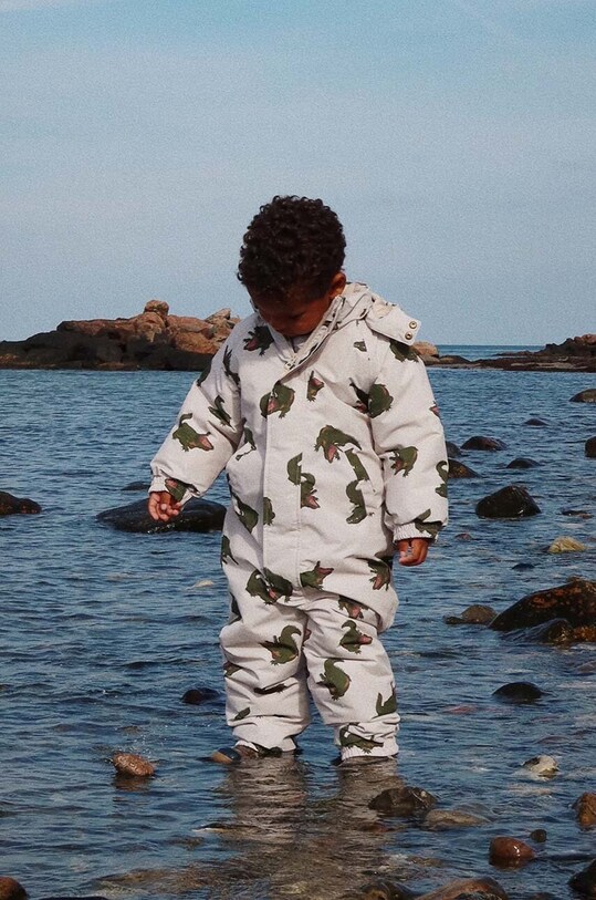 Дитячий зимовий комбінезон Konges Sløjd NOHR SNOWSUIT PRINT з утепленням бежевий KS101277