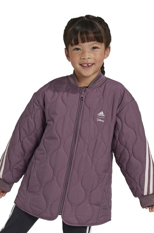 Детская двусторонняя куртка adidas LG DY MDKT слегка утеплённая модель фиолетовой IV9651