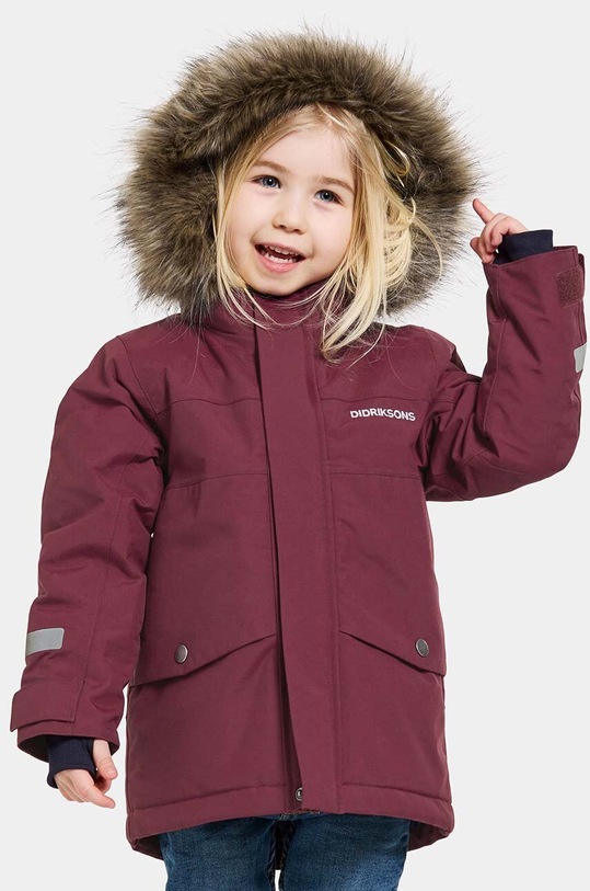 Dětská bunda Didriksons BJÄRVEN KIDS PARKA s podšívkou burgundské 505470