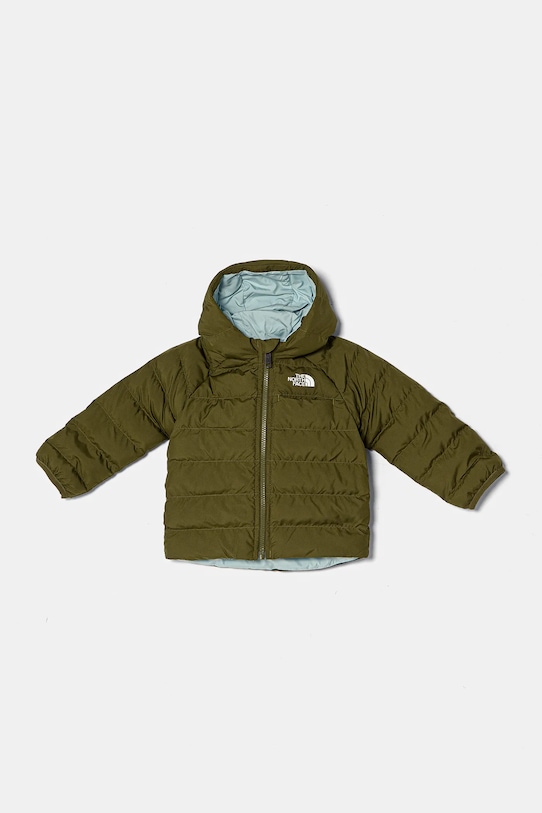 Oboustranná kojenecká bunda The North Face BABREVERSIBLE PERRITO HOODED JACKET NF0A88W3PIB1 zelená AW24