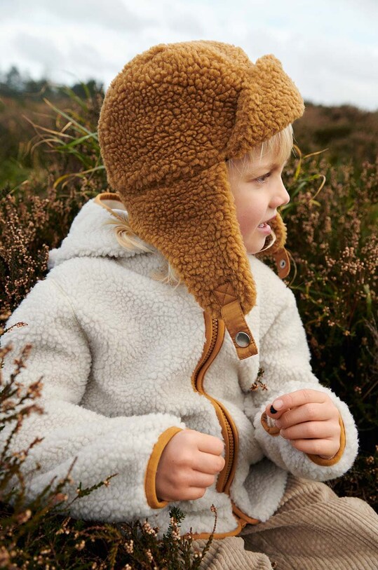 Liewood kurtka polarowa dziecięca Mara Pile Jacket z kapturem beżowy LW18920