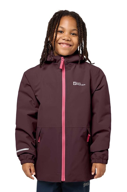 Дитяча гірськолижна куртка Jack Wolfskin з утепленням бордо 1607982.164.176