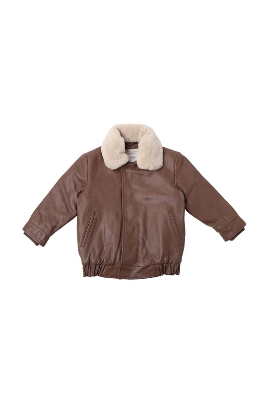 Detská kožená bunda typu bomber Donsje Yuki Leather Jacket Bear 4058502. hnedá AW24