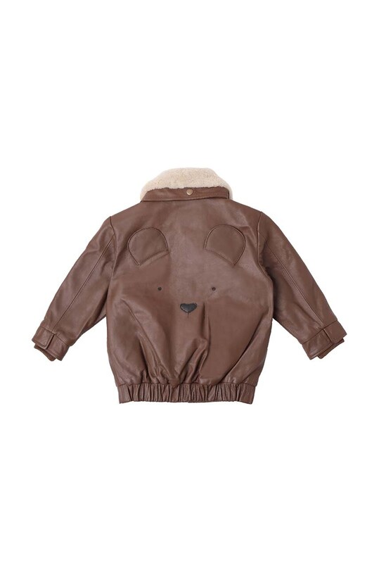 Băieți Donsje jachetă bomber din piele pentru copii Yuki Leather Jacket Bear 4058502. maro
