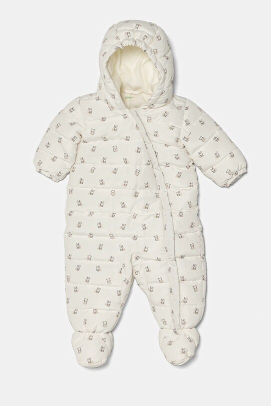 United Colors of Benetton combinezon bebe cu captuseala alb 2UWJAT002.W.Seasonal