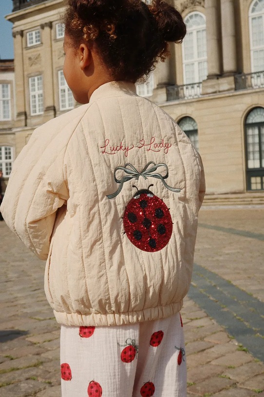 Konges Sløjd geacă bomber pentru copii JUNO SEQUIN BOMBER JACKET cu captuseala bej KS102220