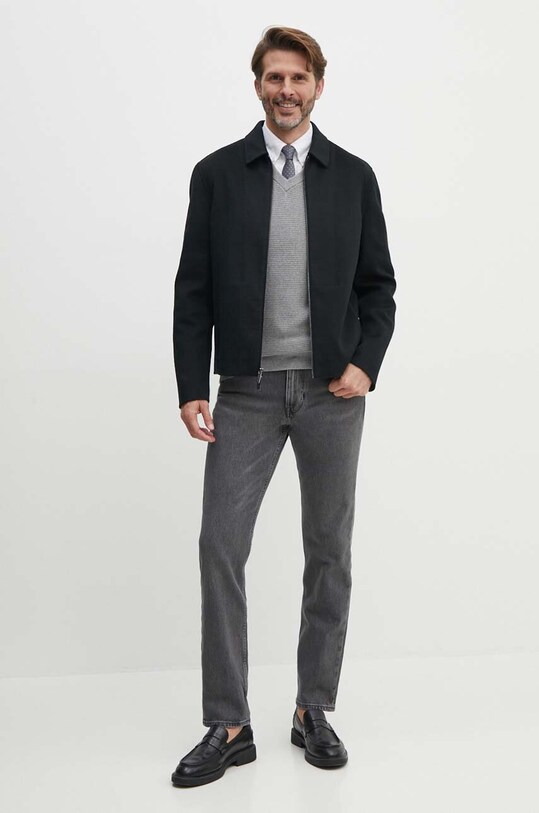 Вовняна куртка Calvin Klein K10K114010 чорний AW24