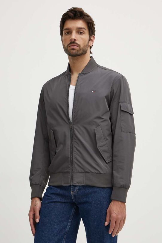 Tommy Hilfiger kurtka bomber bez kaptura szary MW0MW35658