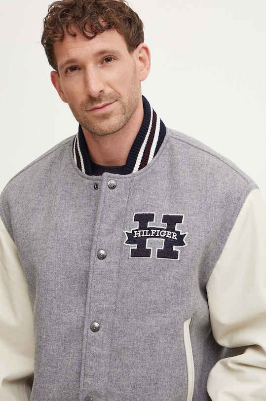 Шерстяная куртка-бомбер Tommy Hilfiger серый MW0MW37032