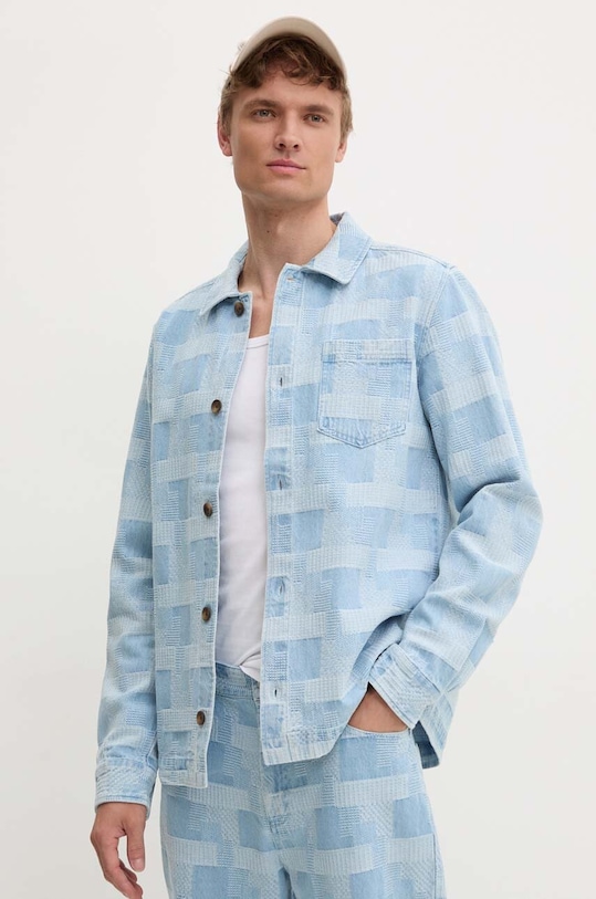 Les Deux koszula jeansowa wzorzyste niebieski LDM640104