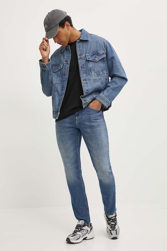 Hugo Blue geacă din denim 50511500 bleumarin AW24