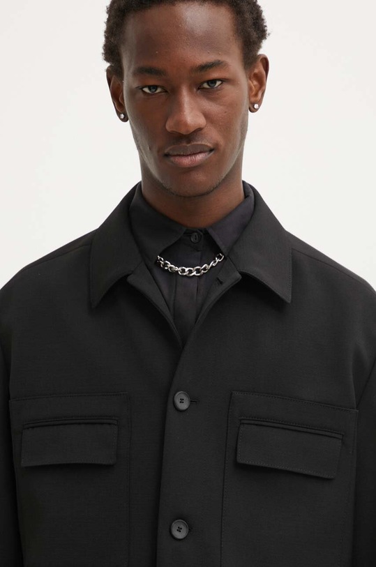 Μπουφάν από μίγμα μαλλιού HUGO 50520384 μαύρο