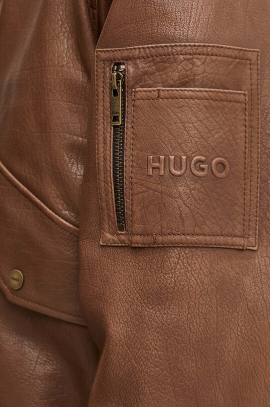 HUGO kurtka skórzana 50516888 brązowy