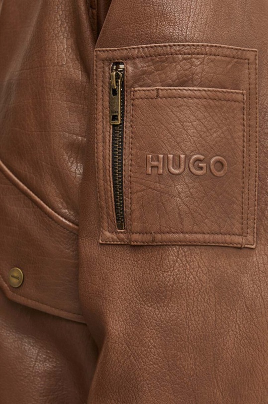 Шкіряна куртка HUGO 50516888 коричневий