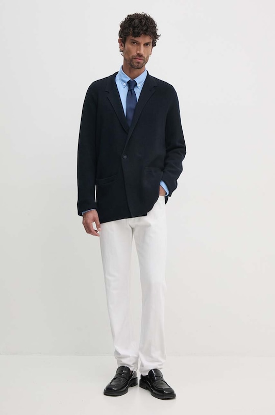 Vlnený kardigán Emporio Armani 6D1GXX.1MKEZ tmavomodrá AW24