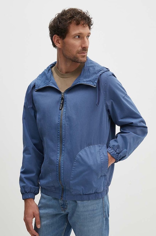 Хлопковая куртка Pepe Jeans TOD с капюшоном голубой PM402990