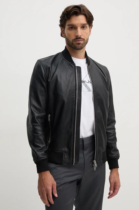 Kožená bunda bomber Liu Jo bomber čierna QXX031.P0380