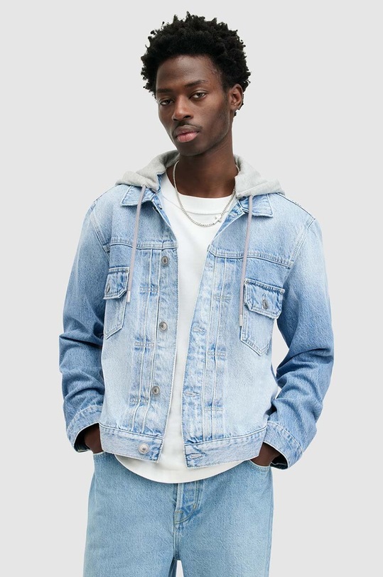 AllSaints geacă din denim din bumbac SPIRIT JACKET necaptusit albastru M017OA