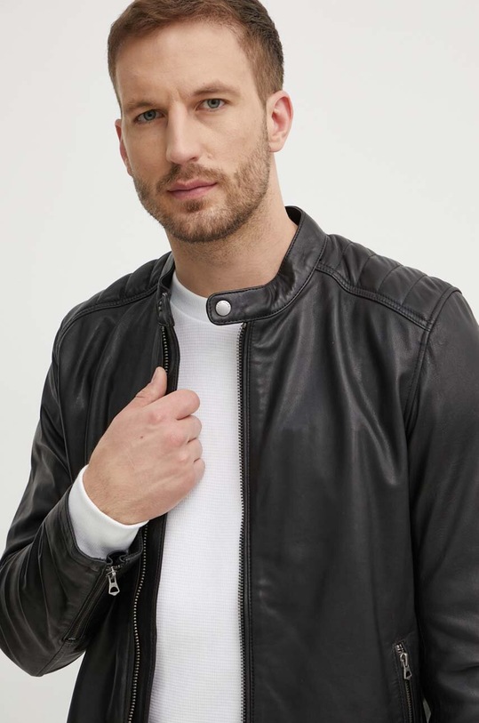 Шкіряна куртка Pepe Jeans TRISTAN чорний PM402991