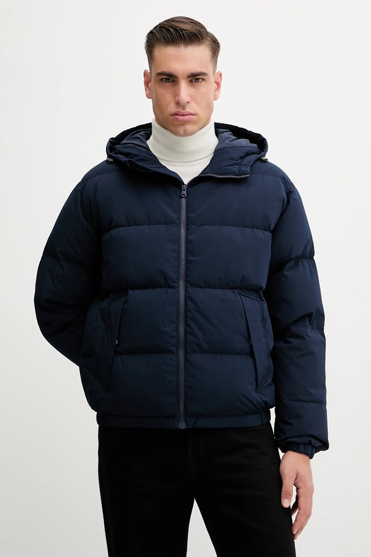 Péřová bunda United Colors of Benetton s kapucí námořnická modř 2JF8UN05E