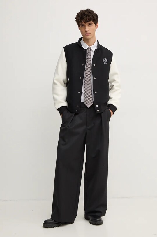 United Colors of Benetton jacheta bomber din amestec de lana 2NDHUN05K negru AW24