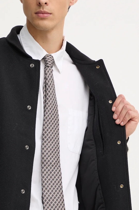 United Colors of Benetton jacheta bomber din amestec de lana 2NDHUN05K negru